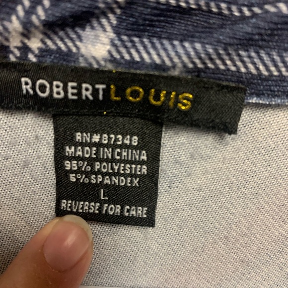 Robert Louis Casual Plaid Button Down Shirt in Blue and Red - Picture 3 of 3